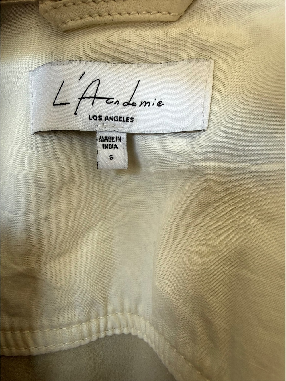 L'Academie Aylah Faux Leather Blouse Shirt Jacket Cream Beige Women's Size S - Picture 4 of 7